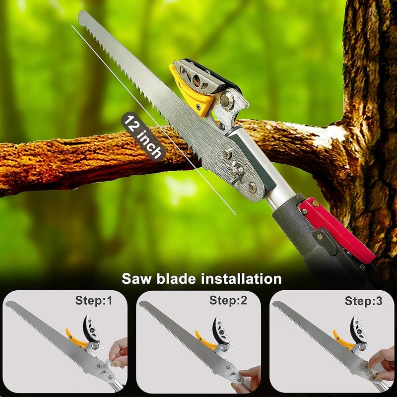 Prunrt Telescopic Tree Trimmer 4.5-10 FT with 3 Section Length Adjustable, Cut and Hold Pruner, Pole Saw Extendable, Long Handle Fruit Picker, Branch Cutter, Clippers, Loppers - Image 4